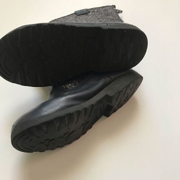 Glitter and blue leather little girl zipper boots - Picture 5 of 5